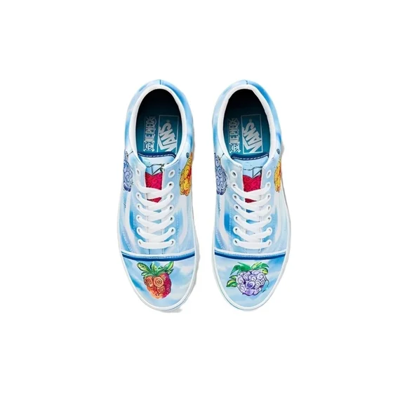 VANS Old Skool One Piece Devil Fruit Women 6.5 Blue Anime Straw Hat Crew 102025 - Picture 2 of 6